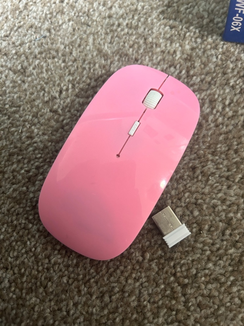Slim Wireless Pink Optical Mouse with USB Receiver